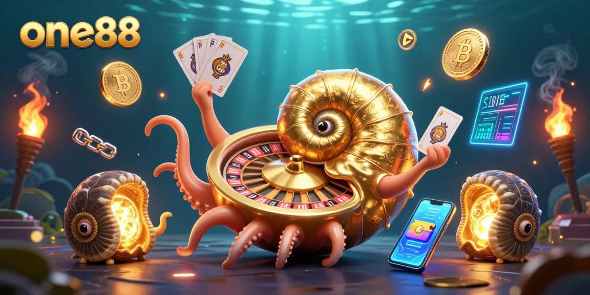 Play exciting games at one88 with vibrant 3D illustration of a nautilus roulette wheel.