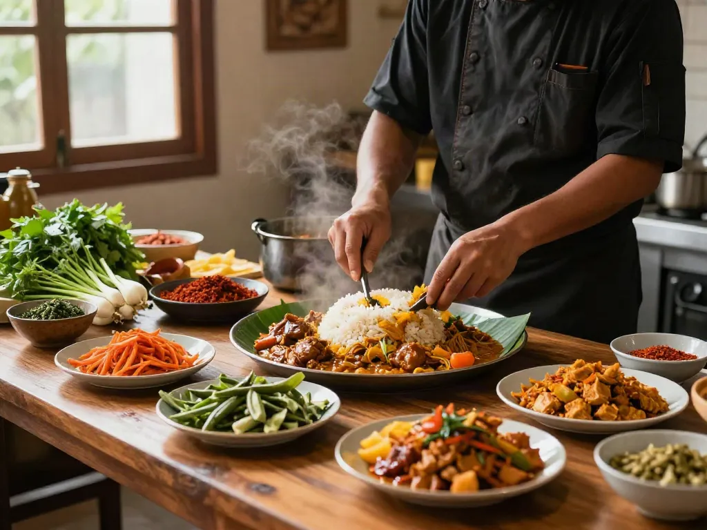 Experience authentic Nasi Kandar preparation at https://rokok88.im with fresh ingredients and vibrant spices.