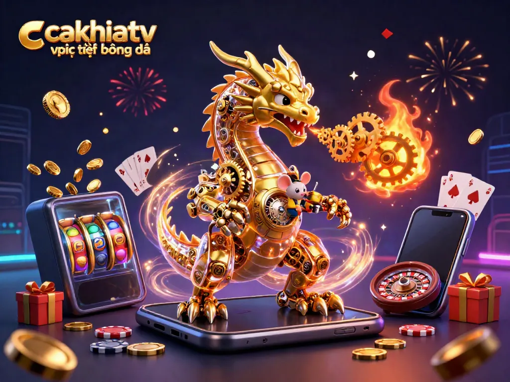 Experience exciting cakhiatv trực tiếp bóng đá action with a vibrant casino atmosphere, golden coins and dynamic play elements.