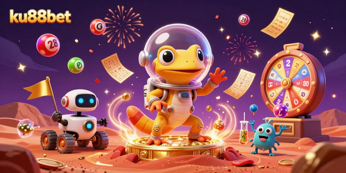 Experience the excitement of ku88bet at a golden casino on Mars with vibrant lottery elements.
