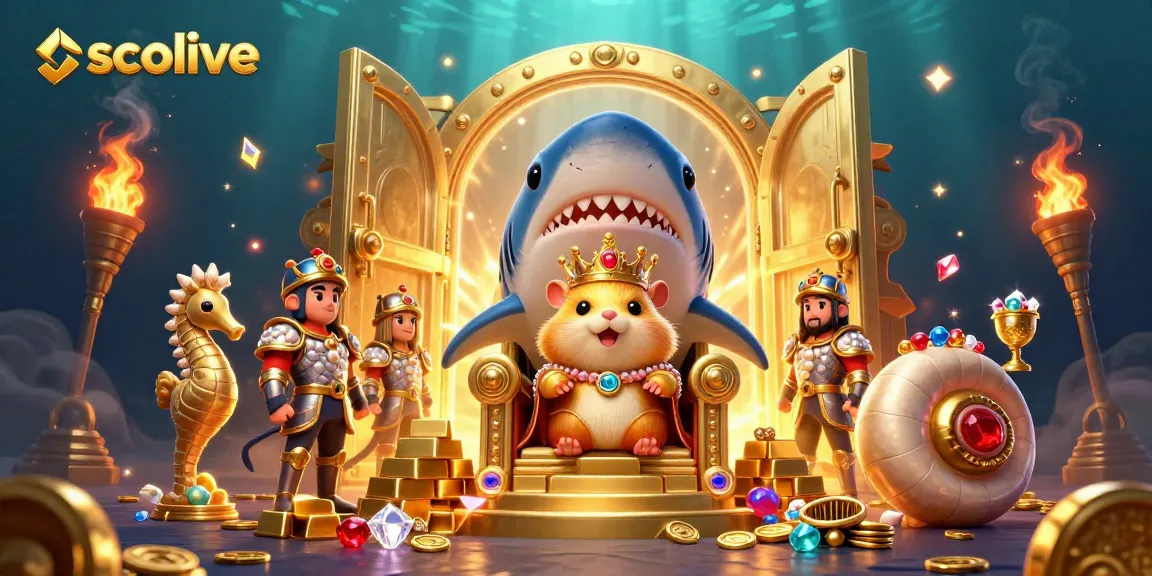 Experience thrilling moments with socolive featuring a playful golden hamster king amidst treasures.